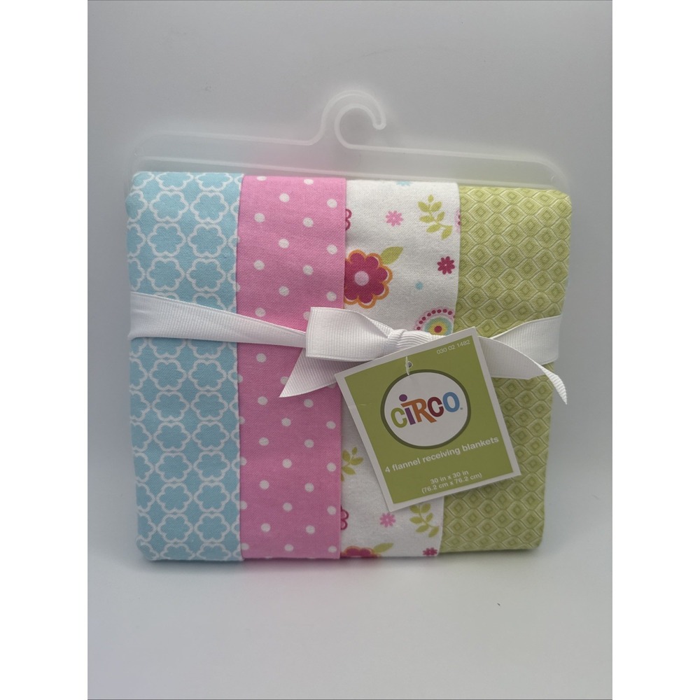 Circo Flannel Receiving Blankets Set Of 4 Baby Blankets Floral Polkadot